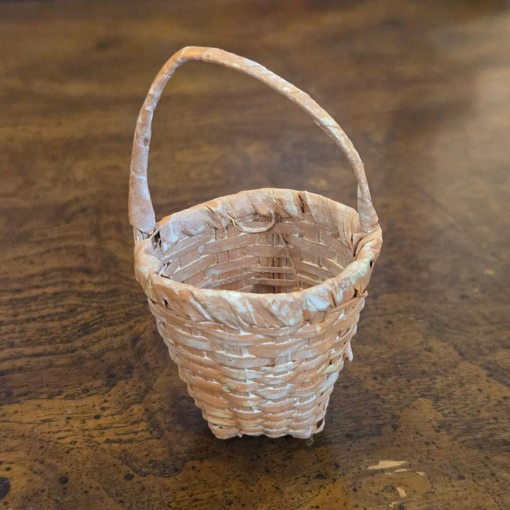Antique MiniWoven Basket Mississippi Native Style Split Splint Primitive 3"